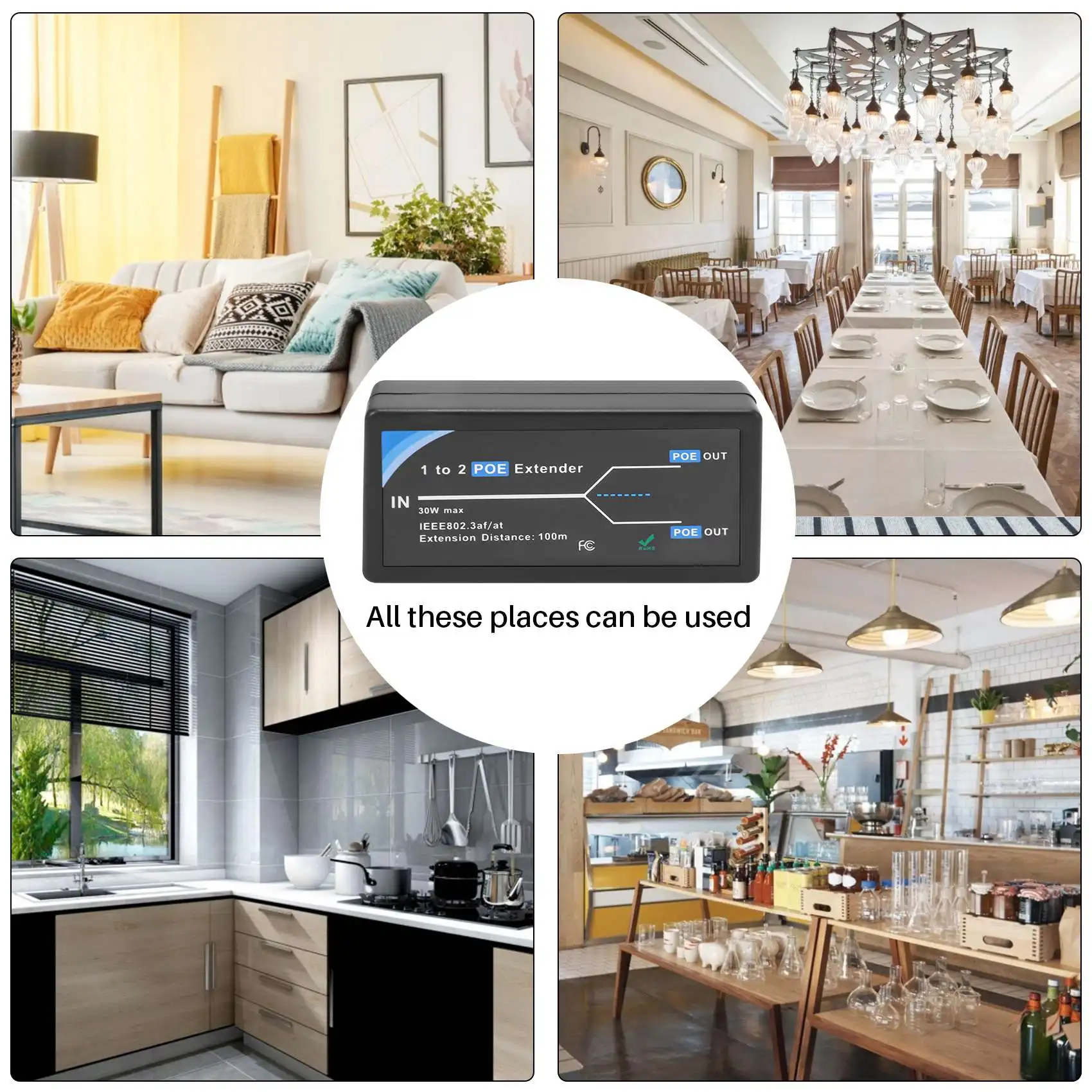 B68A 2-portowy przedłużacz POE 10/100 Mb/s ze standardem IEEE 802.3Af Wejście/wyjście do kamery IP Rozszerzenie 100 metrów dla zasięgu POE