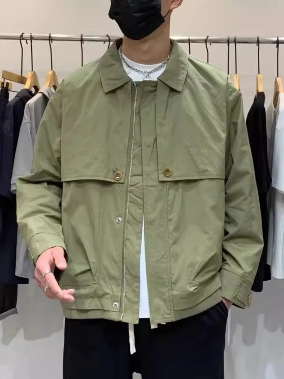 

Мужская рабочая куртка больших размеров, свободного кроя, с воротником, комбинированная, весна-осень, новинка, усиленная, 300 гр.