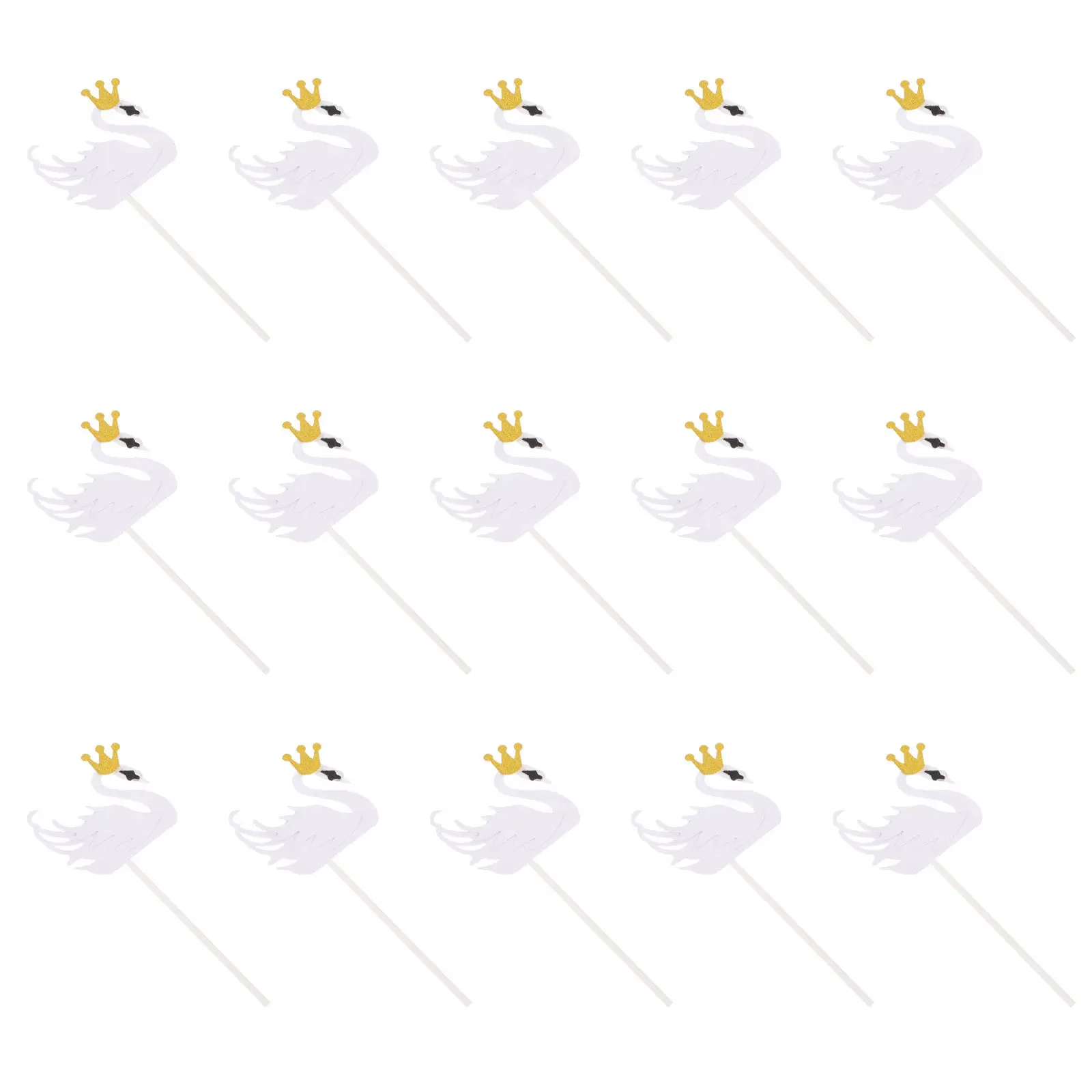 15Pcs Swan Dessert Topper Birthday Cake Toppers Cupcake Picks Cake Decorations for Parties Baby Shower Anniversaries Events - view 6