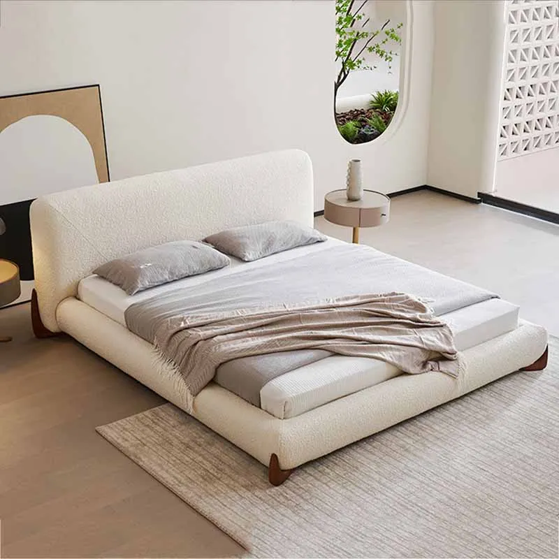 

Headrest Style Double Bed White Full Size Design Modern Double Bed Home Loft Sleeping Letto Matrimoniale Bedroom Furniture