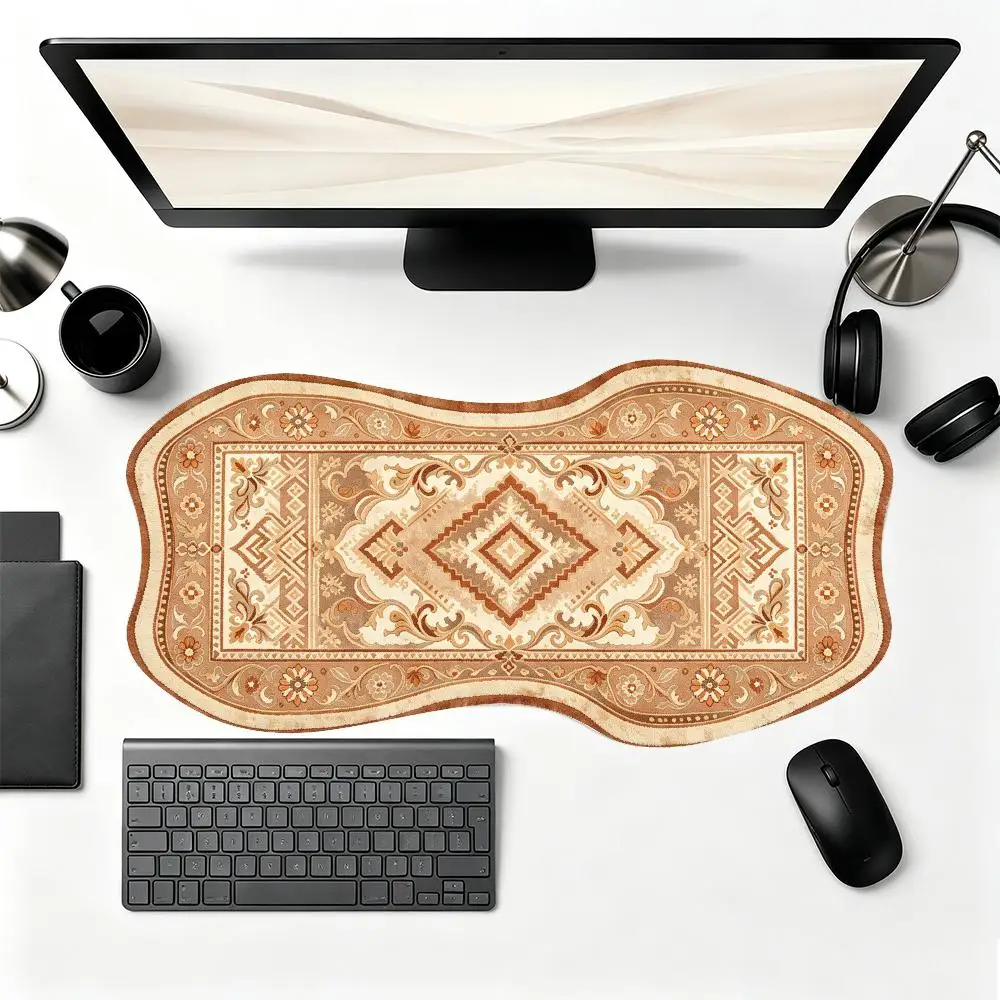 Warm Brown Orange Carpet Desk Mat Creative Special Shaped Smooth Cloth Surface Large Size For Classic Gaming