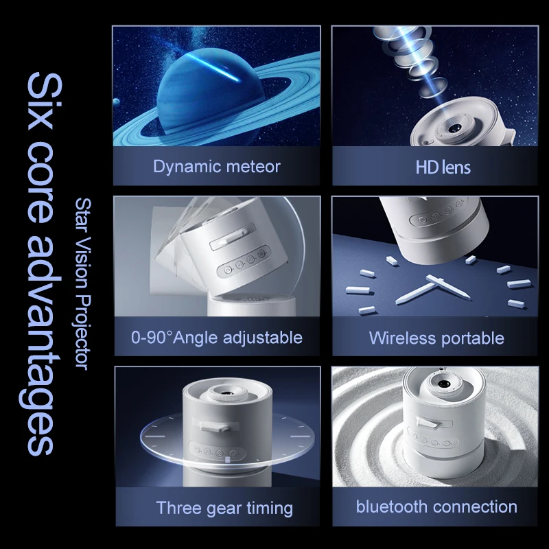 Sterprojectorlicht, oplaadbaar projectorlicht met 6 scènes en 3 versnellingstijd, engel verstelbaar, cadeau voor Kerstmis, verjaardag