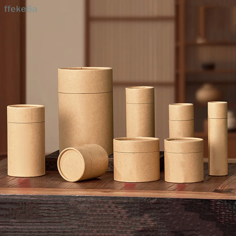 1PCS Kraft Paperboard Tubes Round Essential Oil Packaging Containers For Tea Caddy Coffee Cosmetic Crafts Gift Storager