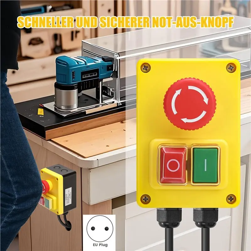 T21C 3X 220V Single-Phase Safety Switch With Emergency Stop, Ideal For Milling Tables & Electrical Devices Eu Plug