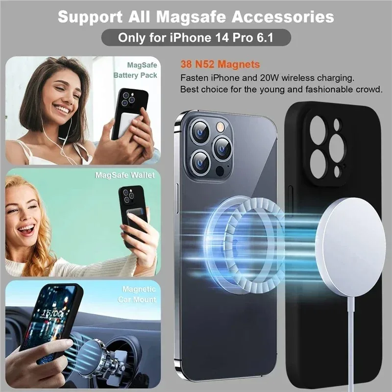 حافظة لهاتف آيفون 17 برو 16 14 13 15 برو ماكس 12 11 بلس لهاتف Magsafe غطاء شحن لاسلكي مغناطيسي
