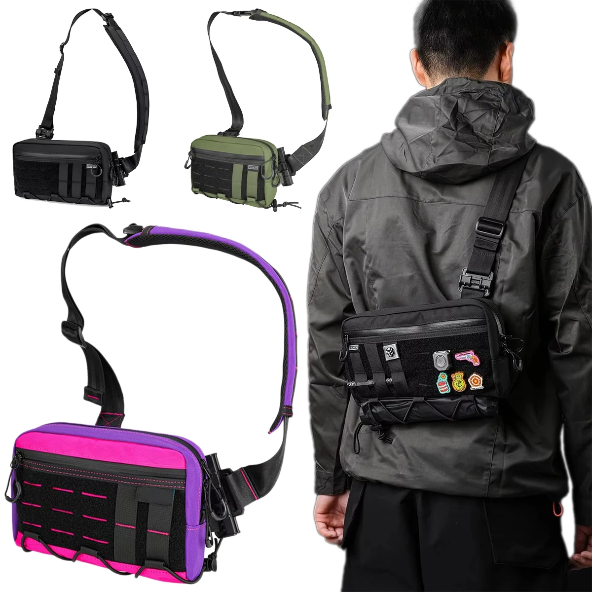 

Tactical L3 EDC Sling Bag Chest 1.8L-2.4L Lightweight Shoulder Daypack Men's Messenger Pack for Outdoor Travel Hiking Cycling
