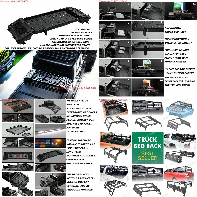 For Adjustable Truck Bed Rack Multifunctional Integrated Gantry for JEEP WRANGLERJT FORD Raptor150 RAM Tundra RANGER