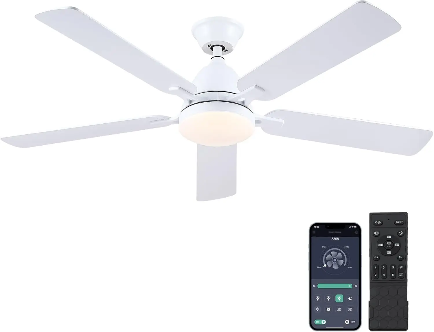 Ceiling Fan With Light-52 Low Profile Ceiling Fans-Flush Mount Ceiling Fan And Remote App Control, Reversible,