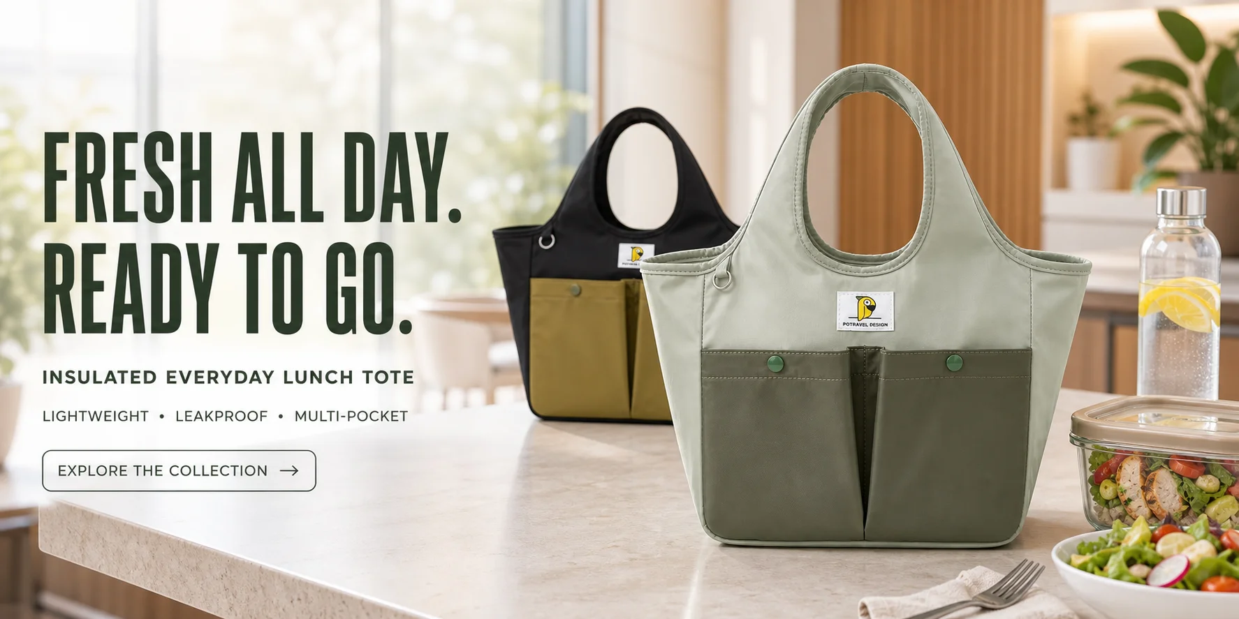 Tragbare Lunchtasche für Damen, isoliert, Thermo-Lunchbox, Kühler, Handtasche, Lebensmitteltasche, Träger für Büro, Schule, Reisen, Picknick – Detail 1