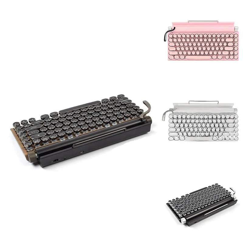 

83 Keys Gaming Keyboards Retro Typewriter Keyboard Wireless Bluetooth Keyboard USB Mechanical Punk Keycaps For PC