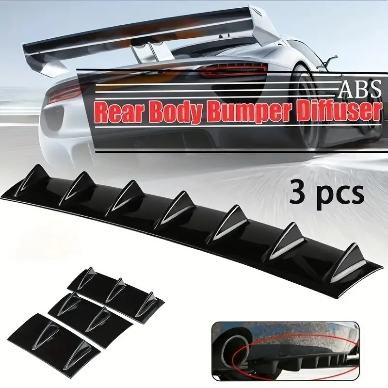 

3Pcs/set Universal Car Rear Bumper Spoiler Lip Diffuser 7-Fin Diffuser Lip For BMW E90 E60 E36 Audi A3 A6 Passat B8 VW Golf5/6/7