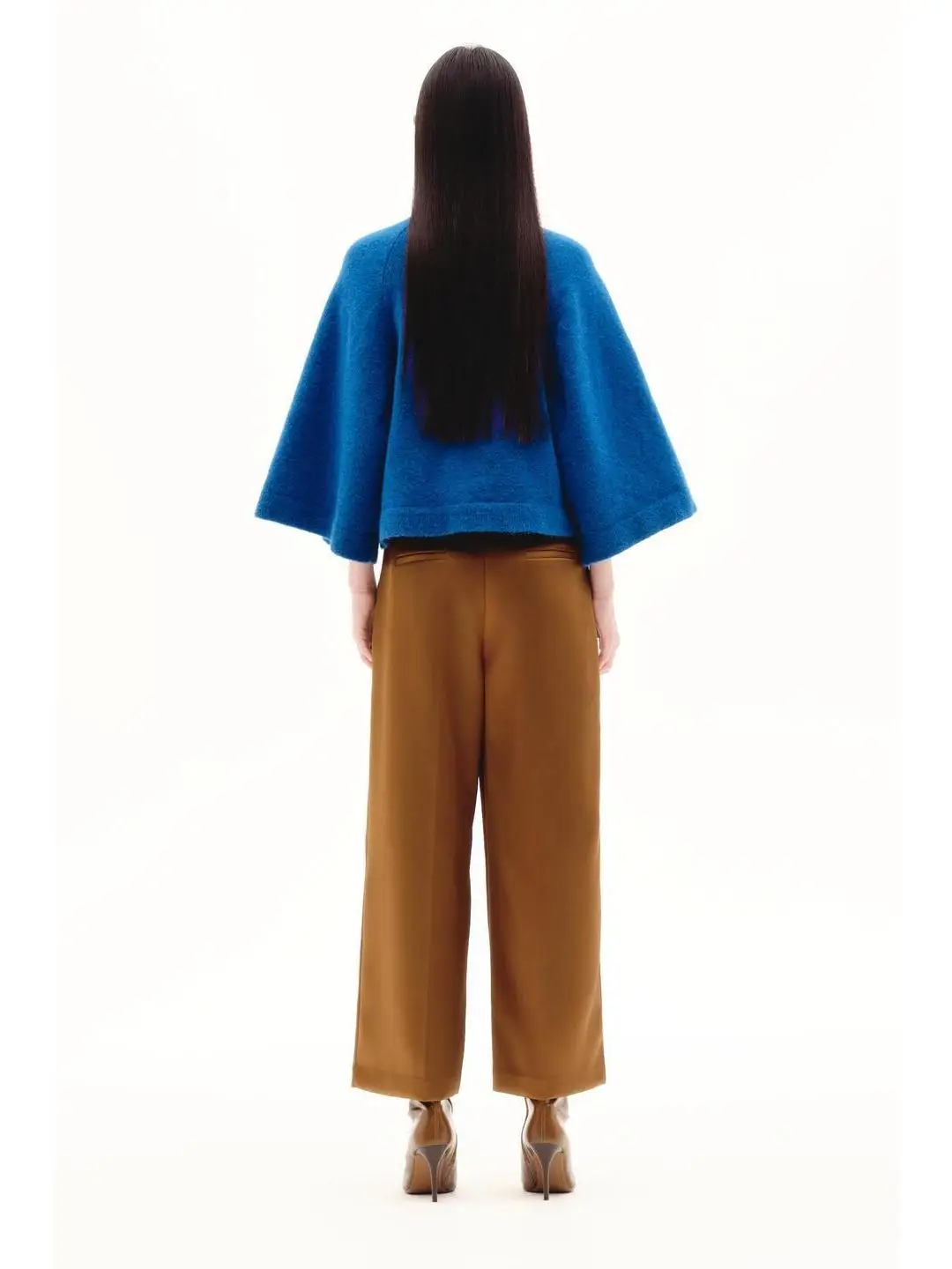 الشتاء عارضة عالية الخصر الساتان زرر التفاف Sle السراويل تنوعا واسعة الساق مريحة تناسب السيدات السراويل عالية الخصر #3