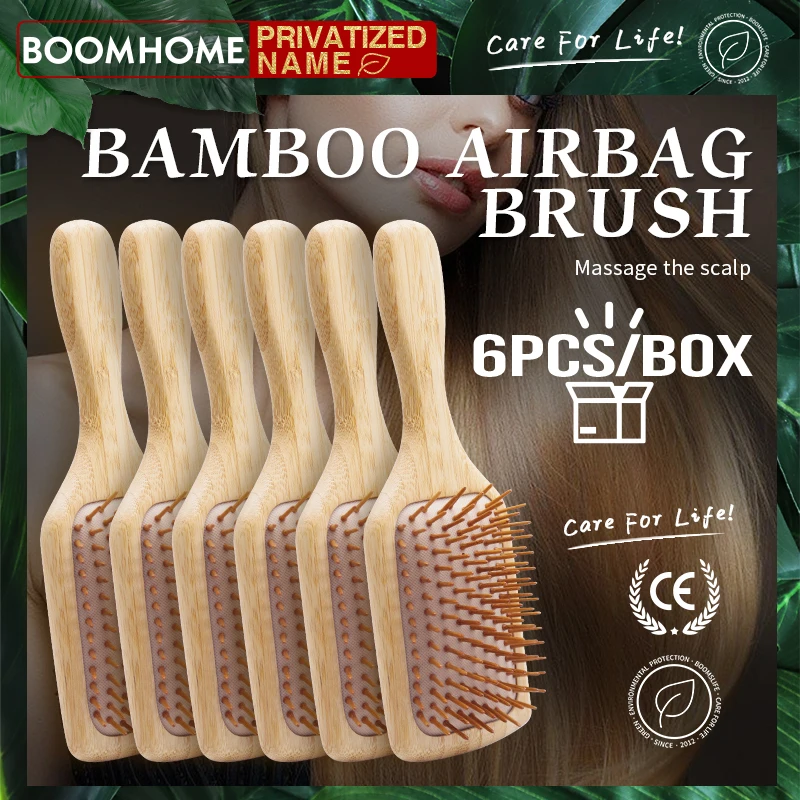 

Wholesale Bamboo Hair Brush Women Custom Name Styling Wide Tooth Bamboo Comb for Hair Massage Scalp Detangling Combs 6PC/BOX