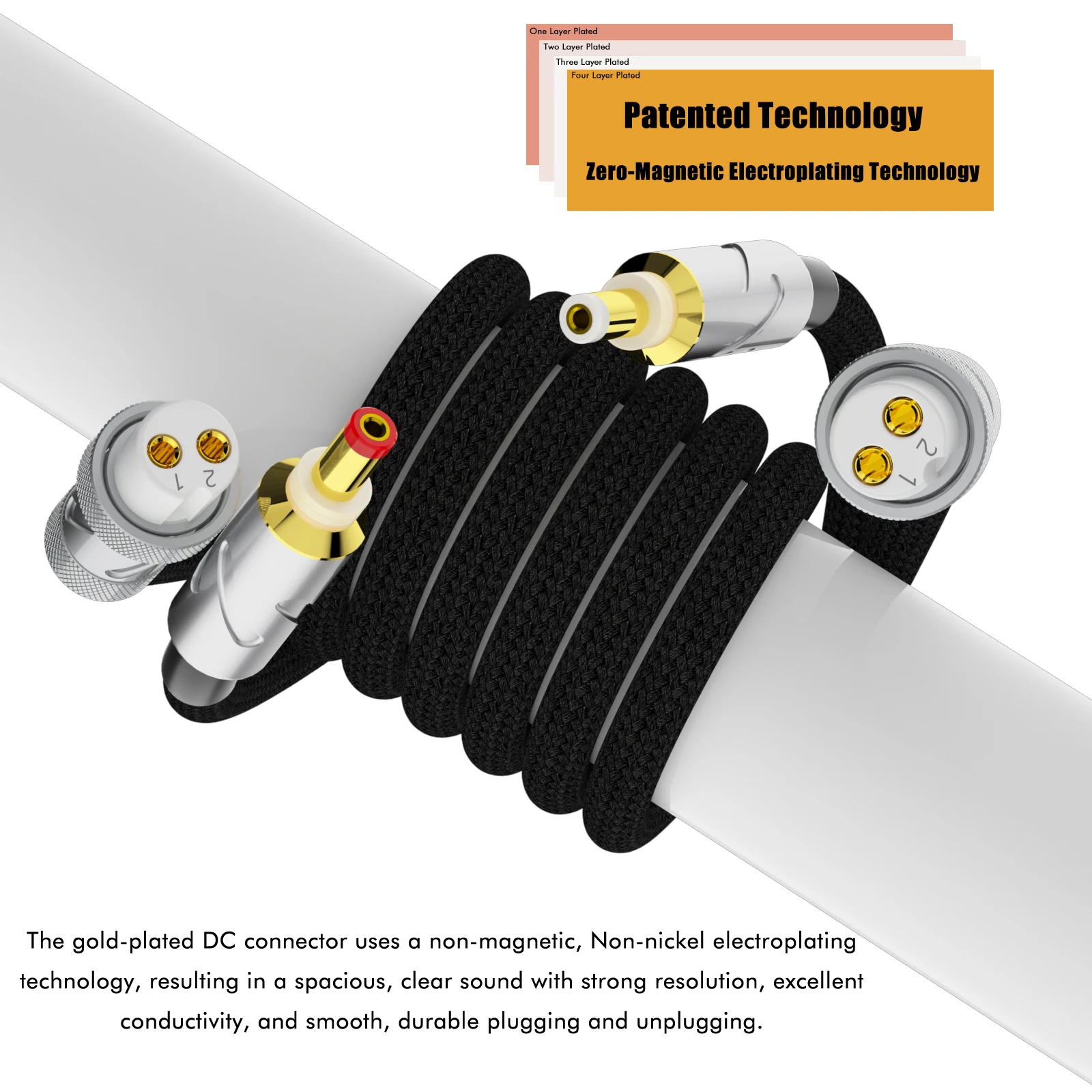 Monosaudio Crystal Pure Silver GX16 to DC2.1G DC Plug Audio DC Cable DC5.5*2.1mm Linear Power Supply Cables