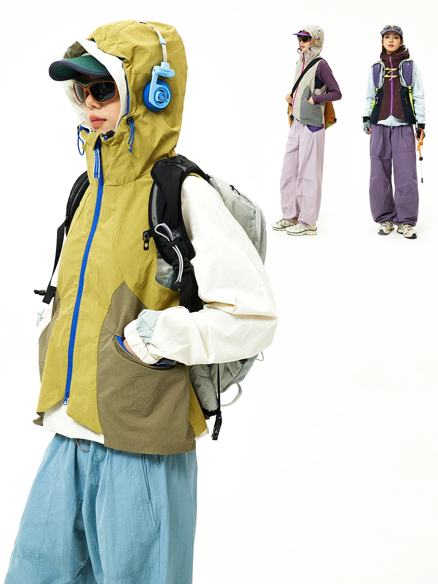 

Outdoor Waterproof Workwear Vest Unisex DaytimeAdventure Mountain Series Contrast Color Hiking Jacket Nylon Spandex Blend