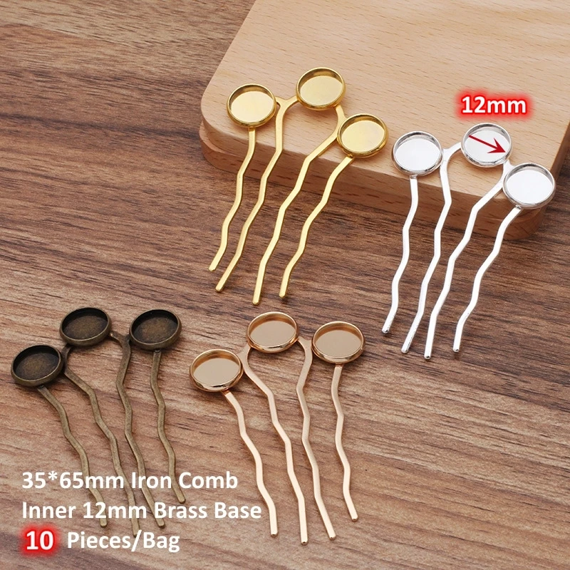 BoYuTe (10 Pieces/Lot) 4 Teeth Iron Hair Comb Base Welded Brass Blank Tray for DIY Handmade Hair Jewelry Accessories