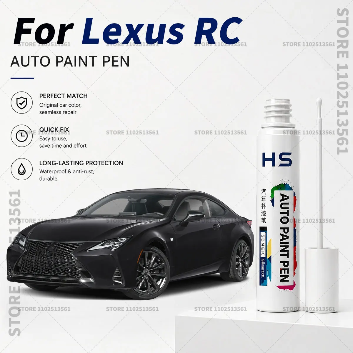 For Lexus RC Automotive Touch Up Paint Pen – Restore Car Paint & Remove Scratches White Gray Obsidian Black Red ATOMIC Silver