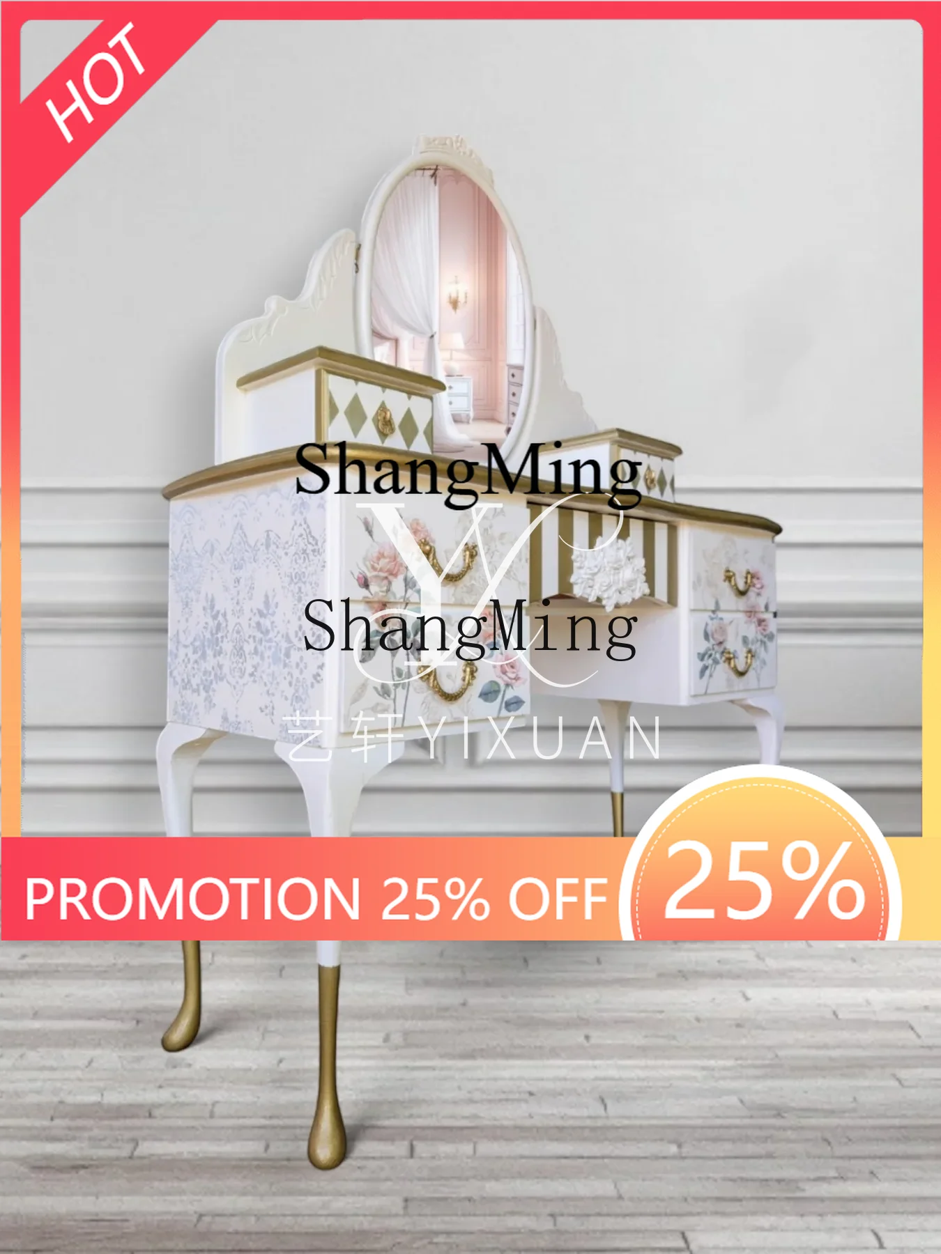 

FG painted makeup table furniture customization solid wood hand-painted dressing table modern bedroom pastoral