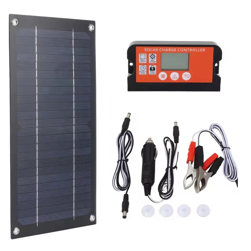 Solar Panel Kit 30W DC 12-24V Portable Solar Charger Protection Monocrystalline Solar Powered Battery Charger For Outdoor
