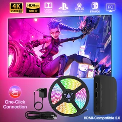 Inteligentne podświetlenie LED do telewizora z lampką LED, kompatybilne z HDMI 2.0 urządzenie Sync Box Strip, 40-85 Cal łatwe w użyciu nastrojowe oświetlenie oświetleniowe