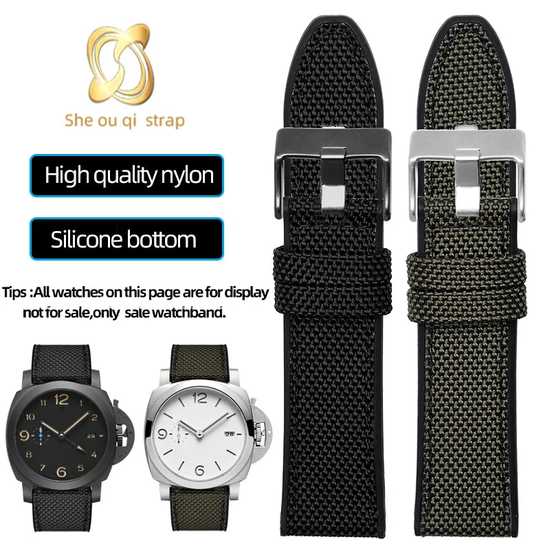 Nylon Rubber Watch Band For Panerai LUMINOR 1950 PAM00441 With Gntleman  Waterproof 24/26/28MM Watch Strap