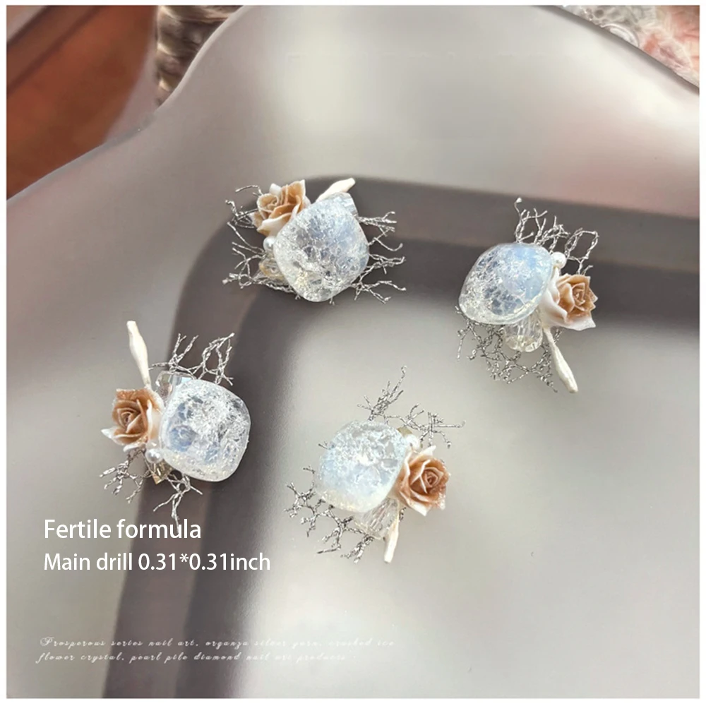 2/3 Stuks Organza Mesh Kant Camellia Bloem Strass Nail Art Met Luxe Vet Vierkant/Ovaal Kristal nagel Charme DIY Bruid Nagel Onderdelen