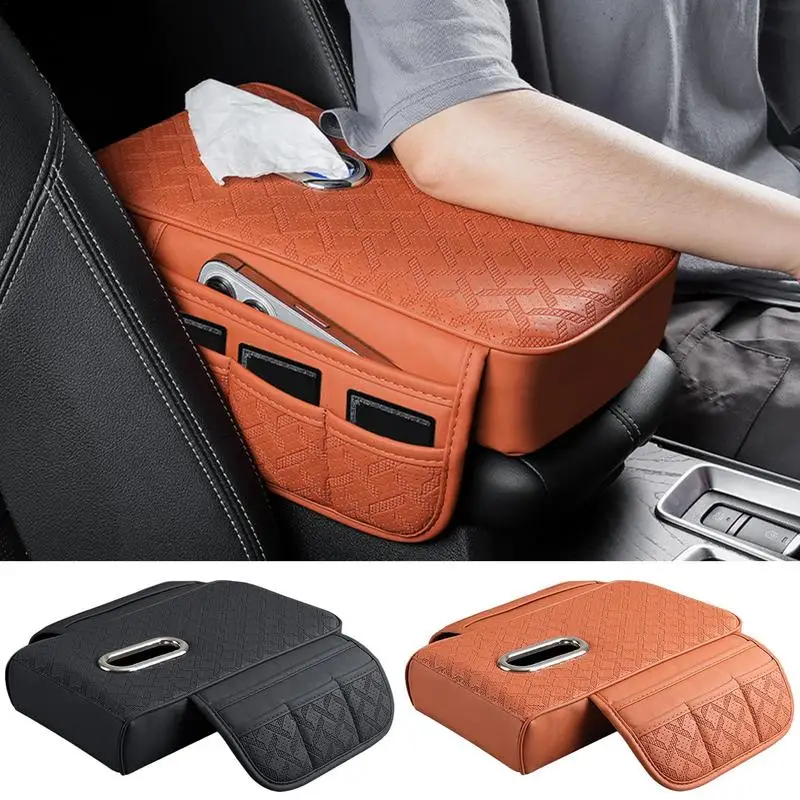 

Armrest Seat Box Cover Center Console Ergonomic Booster Pad Armrest Seat Box Protector Tissue Holder Auto Elbow Rest Box Cover