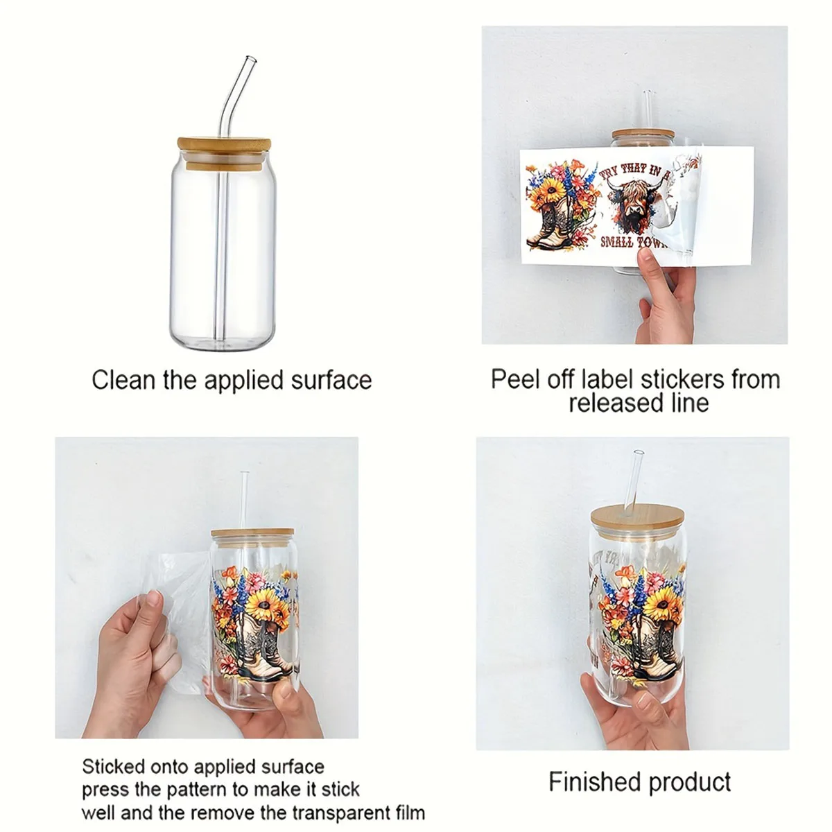 Merry Christmas Santa Claus UV DTF Transfer Sticker Libbey 16oz Glass Cups Wraps Coffee Mug Decals Xmas Party Home Decorations