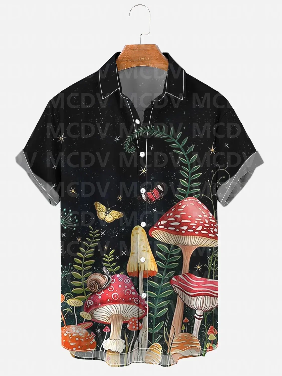 Men's For Women's Mushrooms Funny Print Short Sleeve Casual Shirt Hawaiian Shirt