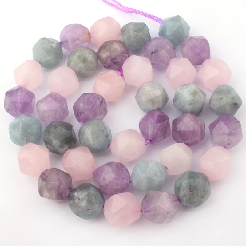 Natural Amethyst/Quartz Stone Beads Cube Faceted Strand 15 Inches For Necklace Bracelat Jewelry Making DIY Loose Beads  6/8/10mm