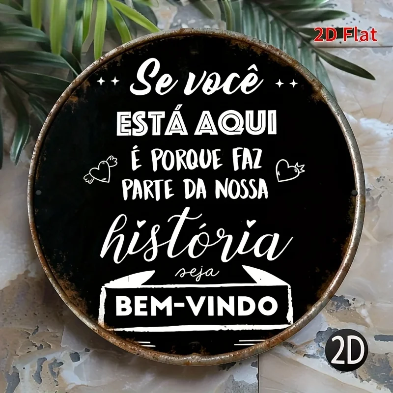 2D Flat - 1pc 2D Flat Wall Hanging | Welcoming Message in Portuguese, Perfect for Restaurants, Bathrooms, Bedrooms, Christmas De