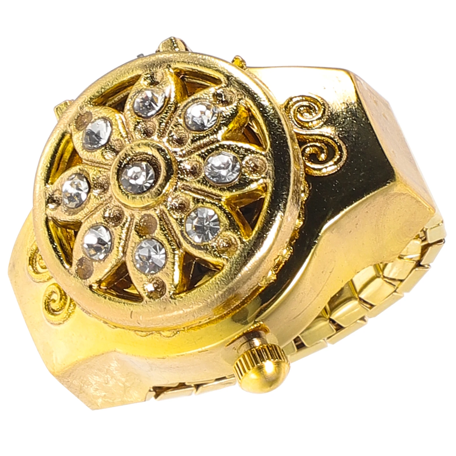 

Ring Watch Stainless Steel Metal Finger Rings for Men Women Casual Decorative Watches Lightweight Numeral Dial