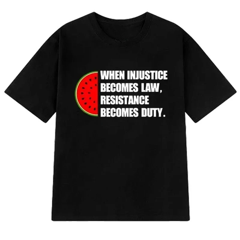 Camiseta con símbolo de sandía para mujer, camiseta con estampado de derechos humanos, paz y amor, manga corta, informal, cuello redondo, camiseta básica de moda diaria