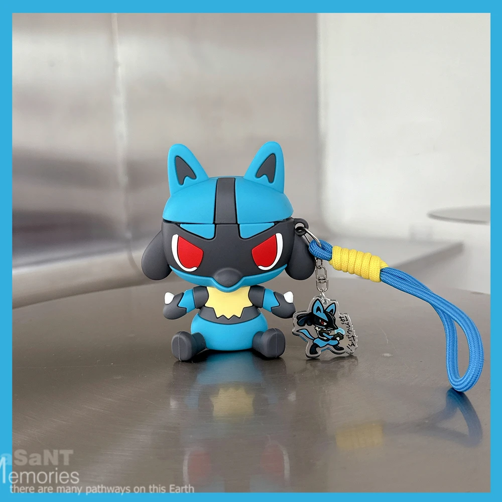 Чехол для наушников 3D Pocket Monsters Pokemon Lucario Riolu для Airpods 4 2 3 Pro 3 2, защитный чехол для беспроводной Bluetooth-гарнитуры
