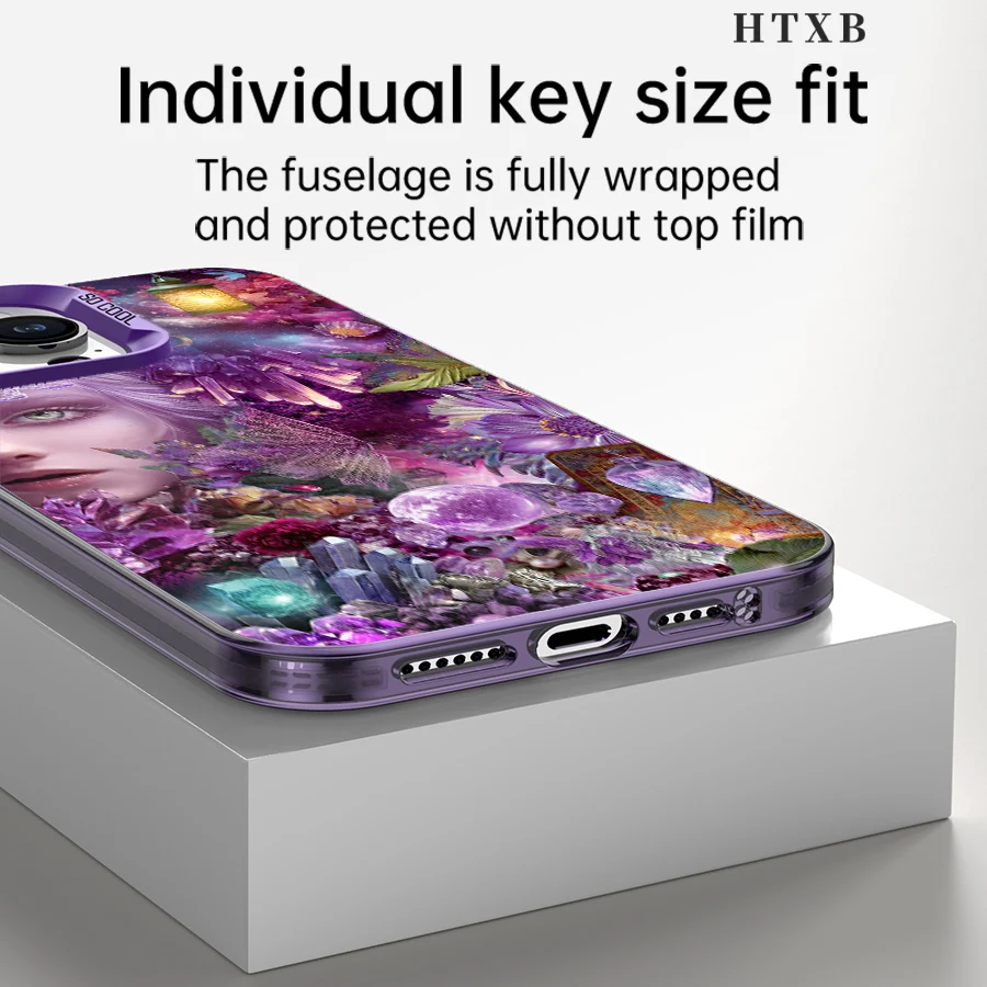 عالم غامض لحافظة الهاتف الأرجواني الوهمي لهاتف iPhone 17 إلى 11 Pro Max Plus