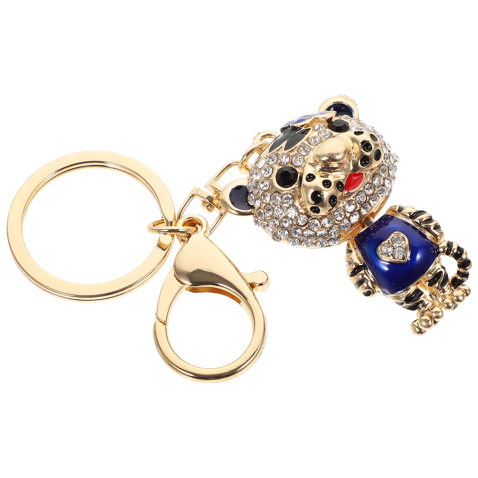 

Zinc Alloy Rhinestone Tiger Keychain Lightweight Durable Cartoon Bag nament Gift Kids Family Decorative Keyring Pendant