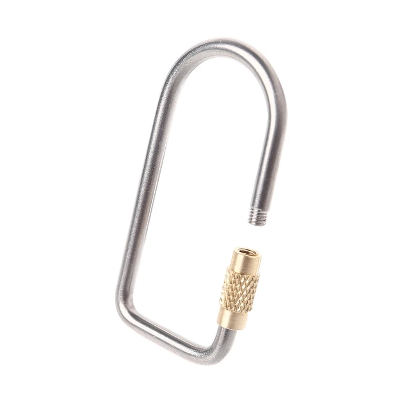 F1FD for Titanium Alloy Carabiner Outdoor Climbing Camping Carabiner Locking Hook Screw D Buckle for Key Chain Multi Tools