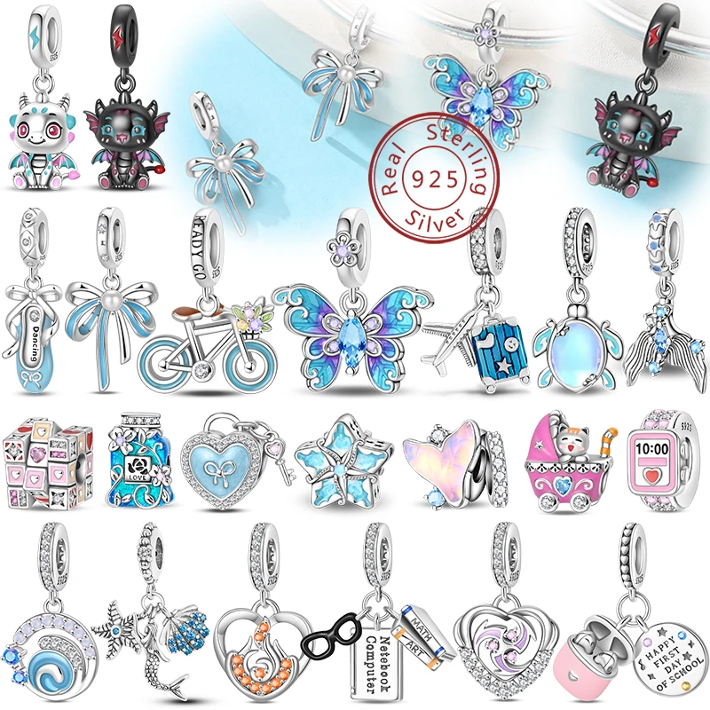 S925 Sterling Silber Genshin Impact Dragon Lock Seestern Uhr Charms Perlen passen 3mm Armbänder DIY feine Geburtstag Schmuck machen