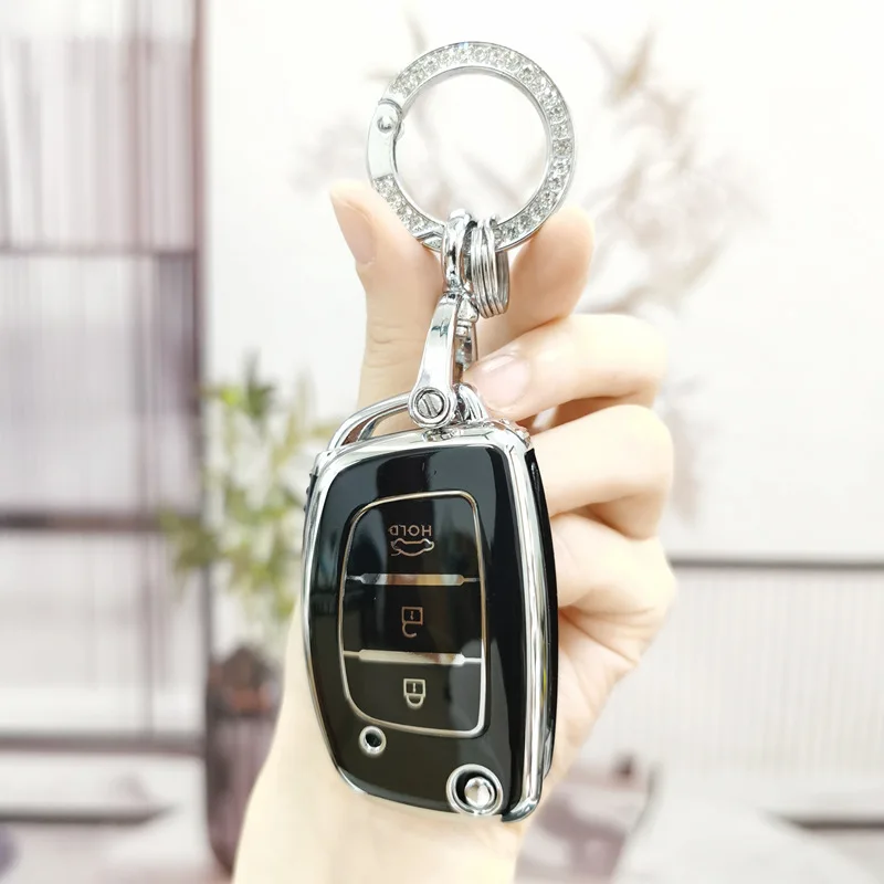 

For Hyundai IX25 IX35 IX45 I10 I20 I30 HB20 Elantra Solaris Sonata Santa Fe Sport Tucson TPU Car Key Cover Case Shell Keychain
