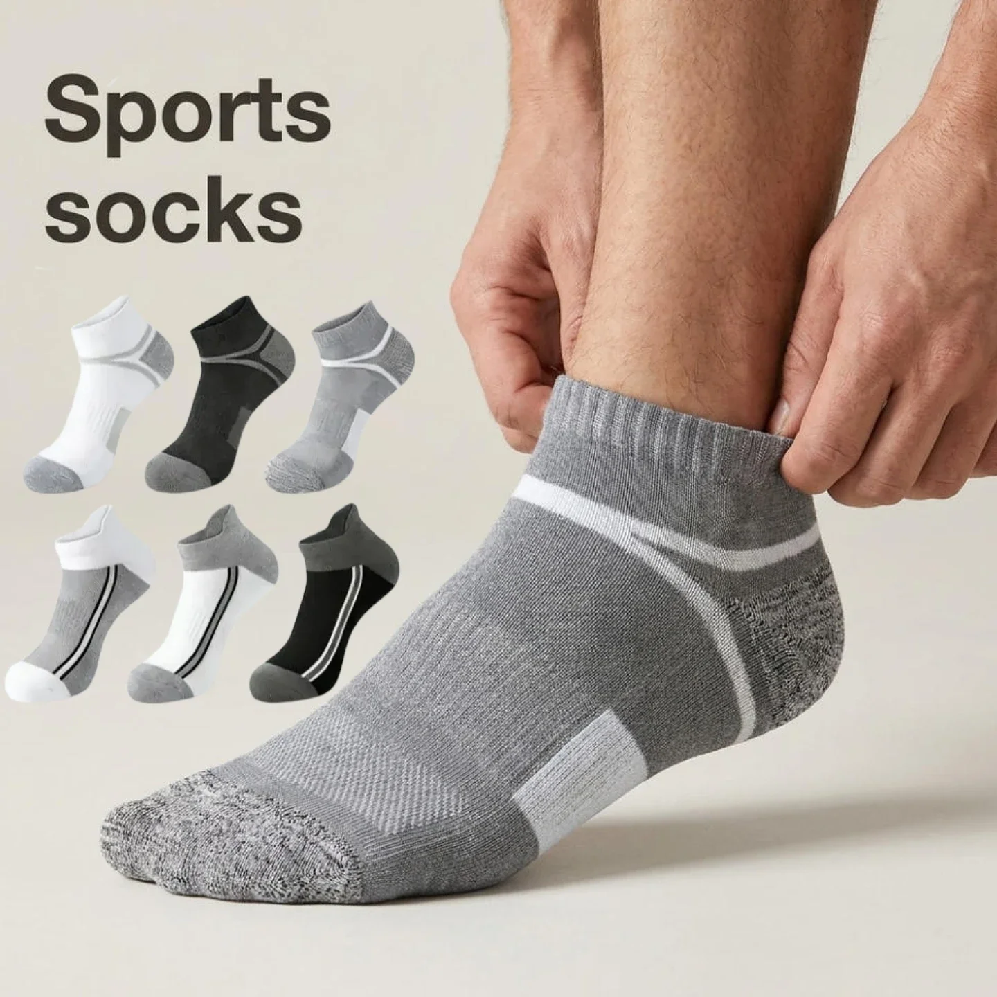 Affordable bulk sale of protective and short tube sports socks! Men's side double striped anti slip, anti fall, anti odor
