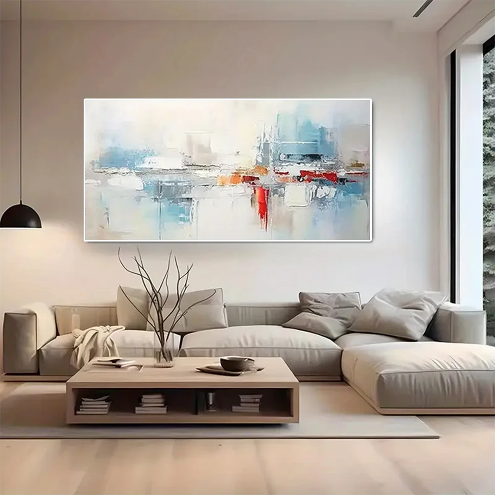 

Modern Indoor Wall Decor Art Abstract Gold And Blue Poster On Canvas Pictures Handmade Oil Paintings Decorate Living Room Salon