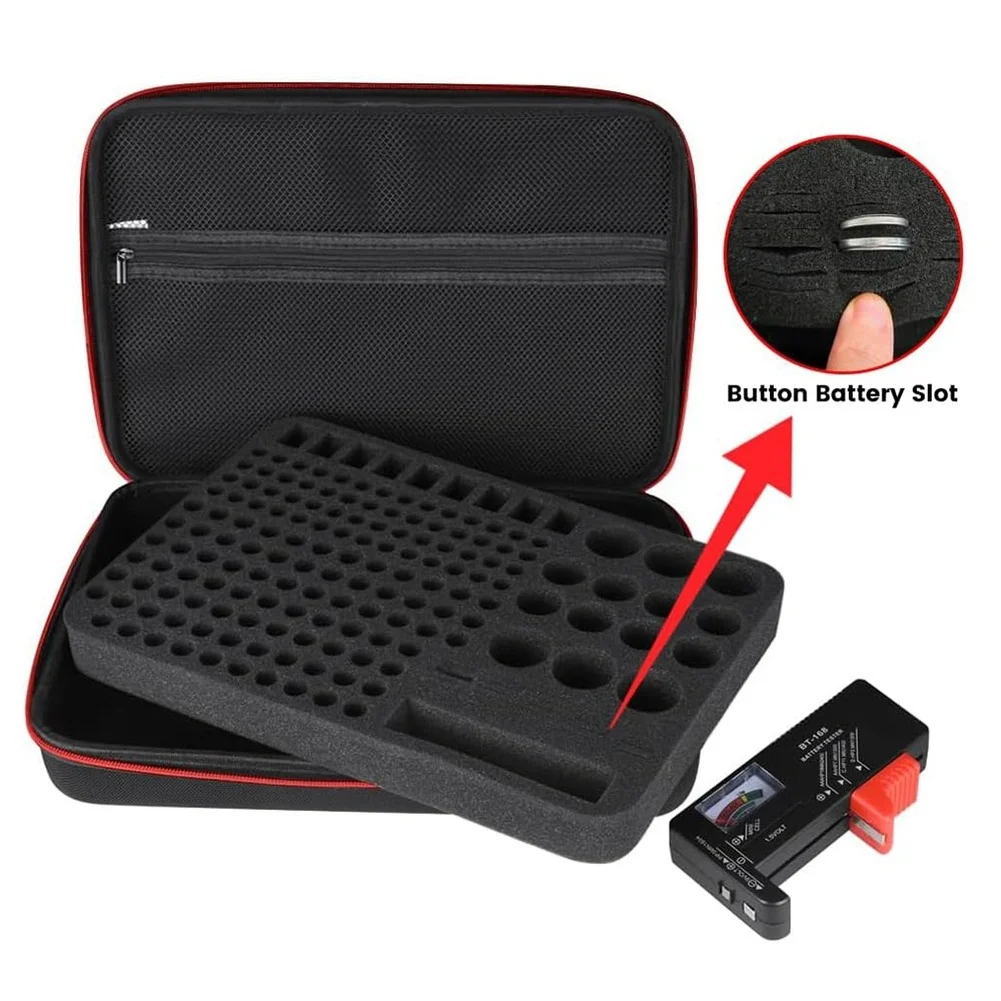 1pc EVA Battery Storage Case With Lined Interior Battery Tester Holds 200 Plus Batteries For Battery Collection Protection