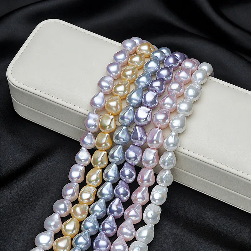 Pearl 12x16mm Baroque Shaped Crushed Silver Pearl Glass Bead Bead Scattered Bead DIY Jewelry Accessories