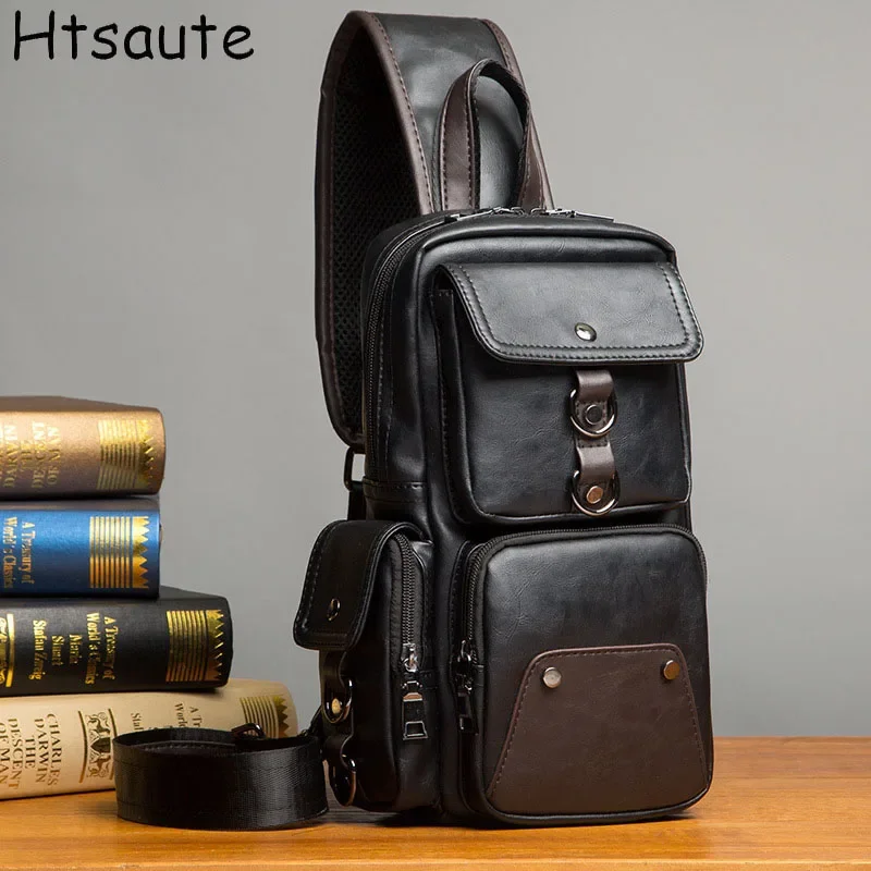 

Waterproof PU Leather Chest Bags for Men Messenger Bag for Shoulder Crossbody Packs Backpack Cross Bag for Casual Travel
