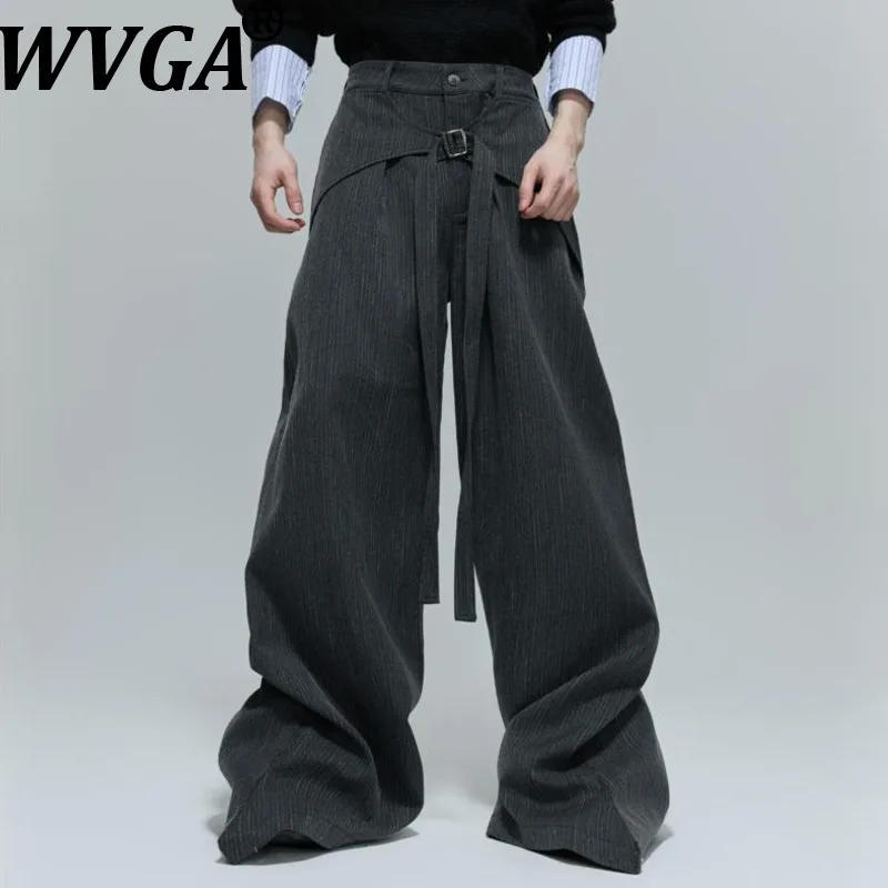

WVGA Spring Autumn New Men's Tide High Street Stripes Draped Trendy Design Niche Chic Casual Straight Suit Pants Ins Y2K W12861