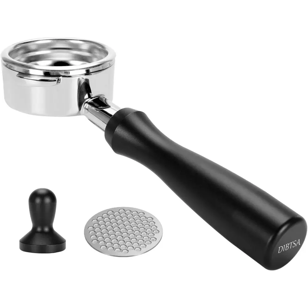 

58mm Bottom Portafilter Compatible with Espresso Machines, Included 304 Stainless Steel Filter Basket and Puck, Anodized Handle,