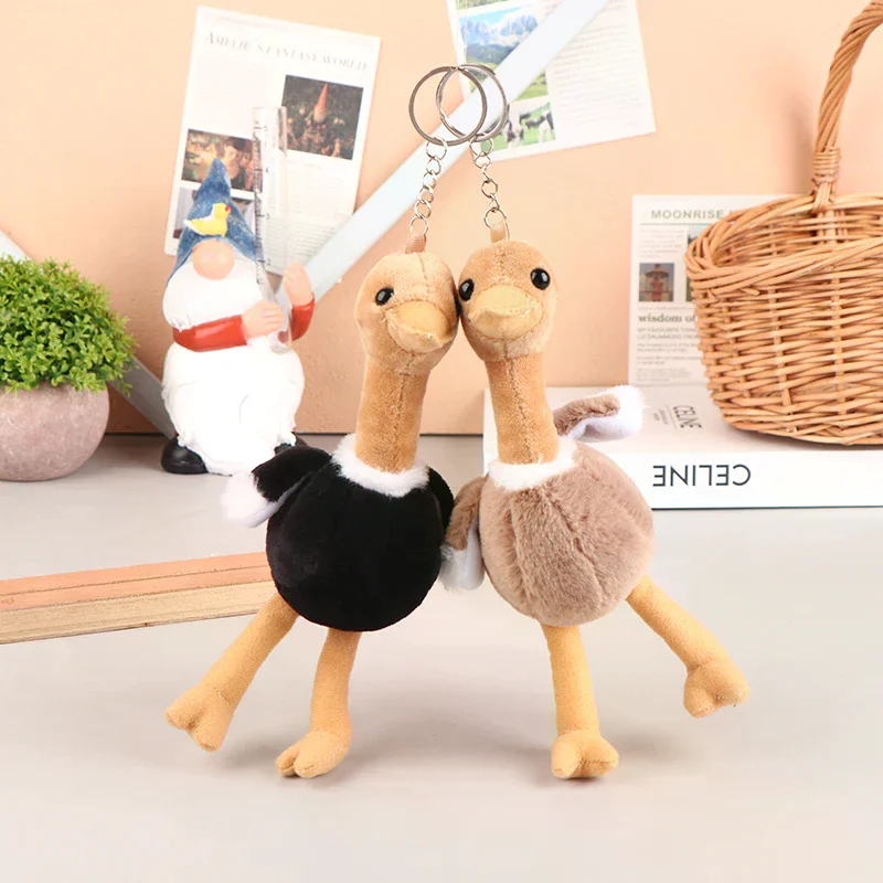 Simpatico struzzo peluche ciondolo cartone animato bambola di pezza morbida portachiavi zaino borsa per auto portachiavi decorazione regalo per bambini