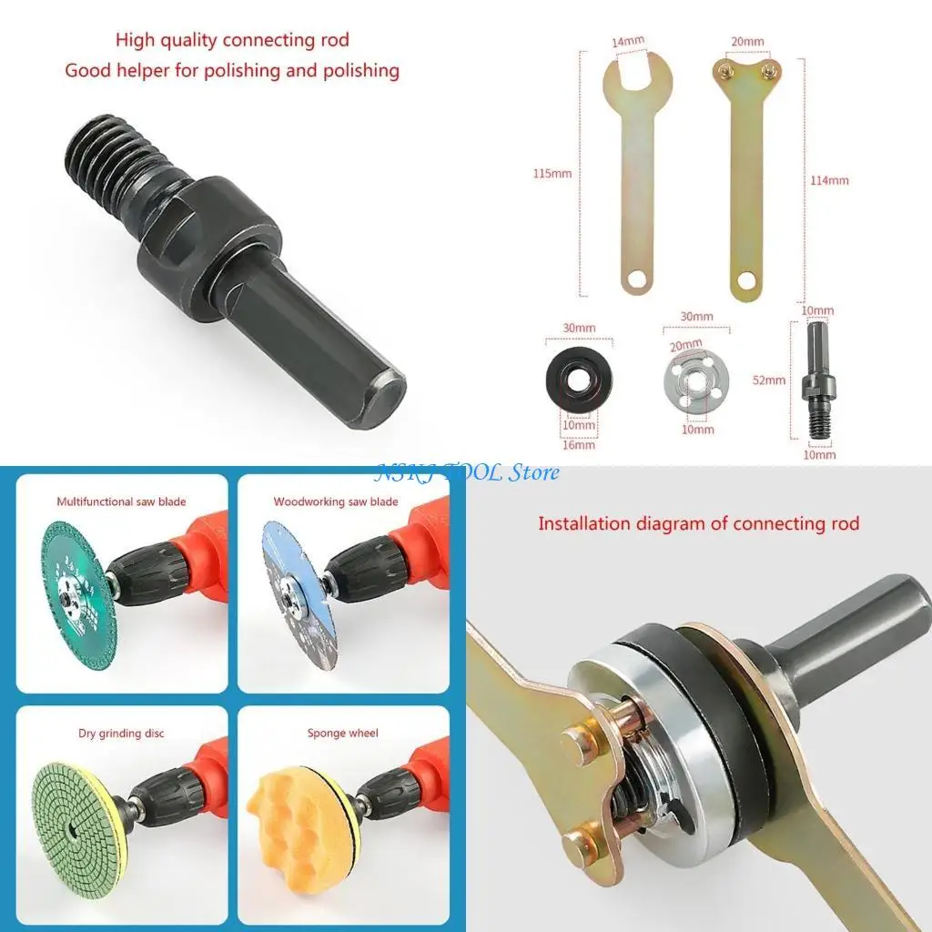 

L8RC 5pcs Holder Adapter AngleGrinder for Cutting Disc Polishing Wheel Connecting Rod
