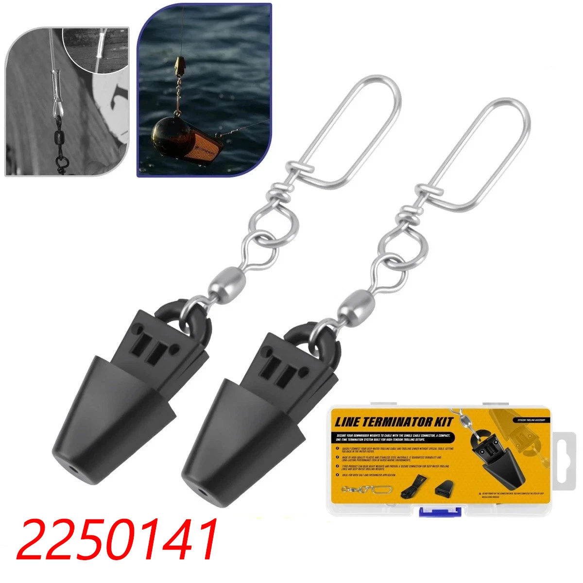 TML 2250141 Line Terminator Kit Universally Fit for Accessory, Downrigger Terminal Kit, Reduce Shock, 2 Pack