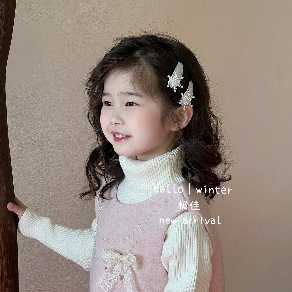 Hair Clip Hair Tie Rhinestone Faux Fur Bead Ribbon Sweet Princess Ponytail Headwear Winter Small Portable Color As Shown